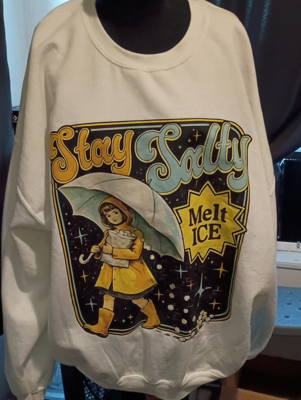 White "Stay Salty" Graphic Kids Sweatshirt - White